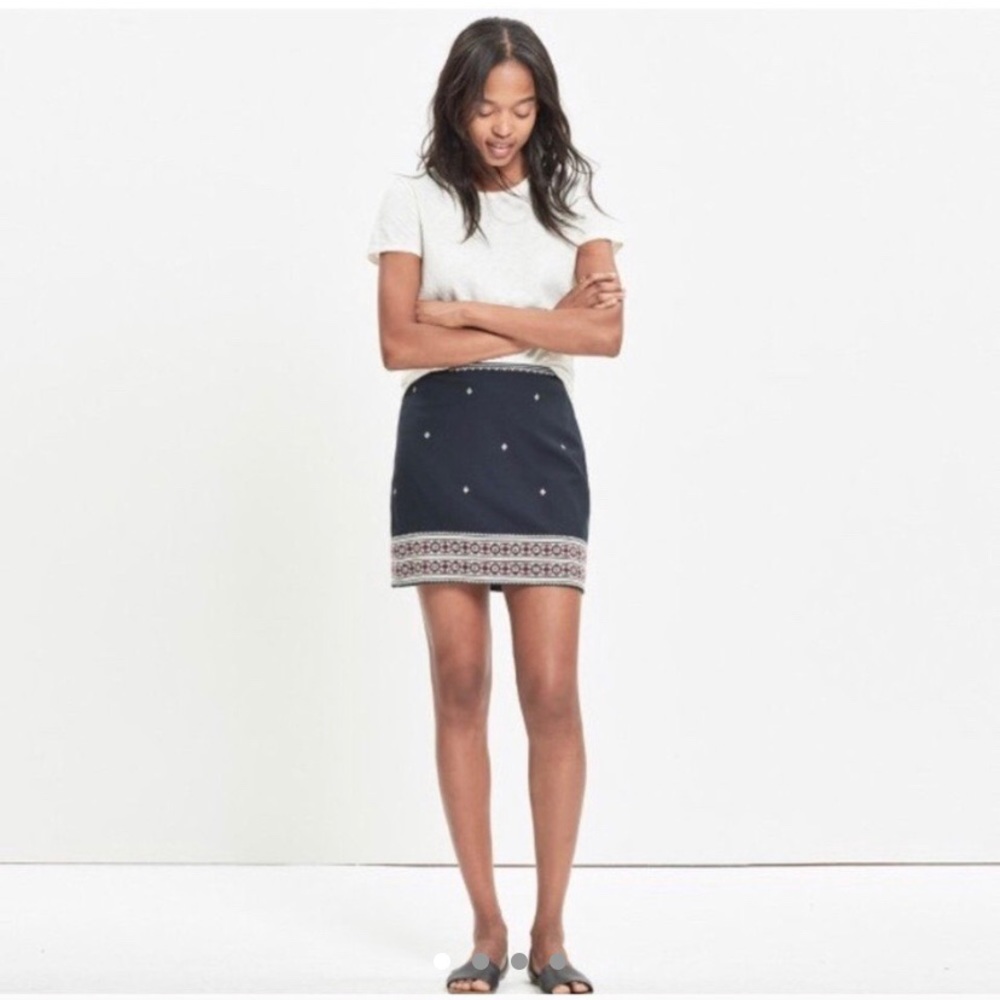 Madewell Embroidered Gamine Skirt
